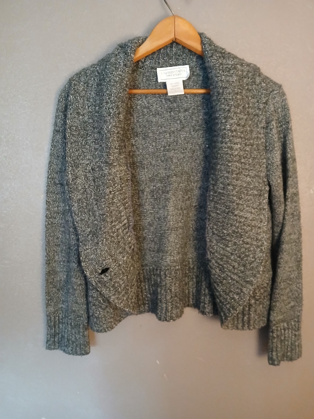 Gray Open-Front Cozy Knit Cardigan Sweater-Large